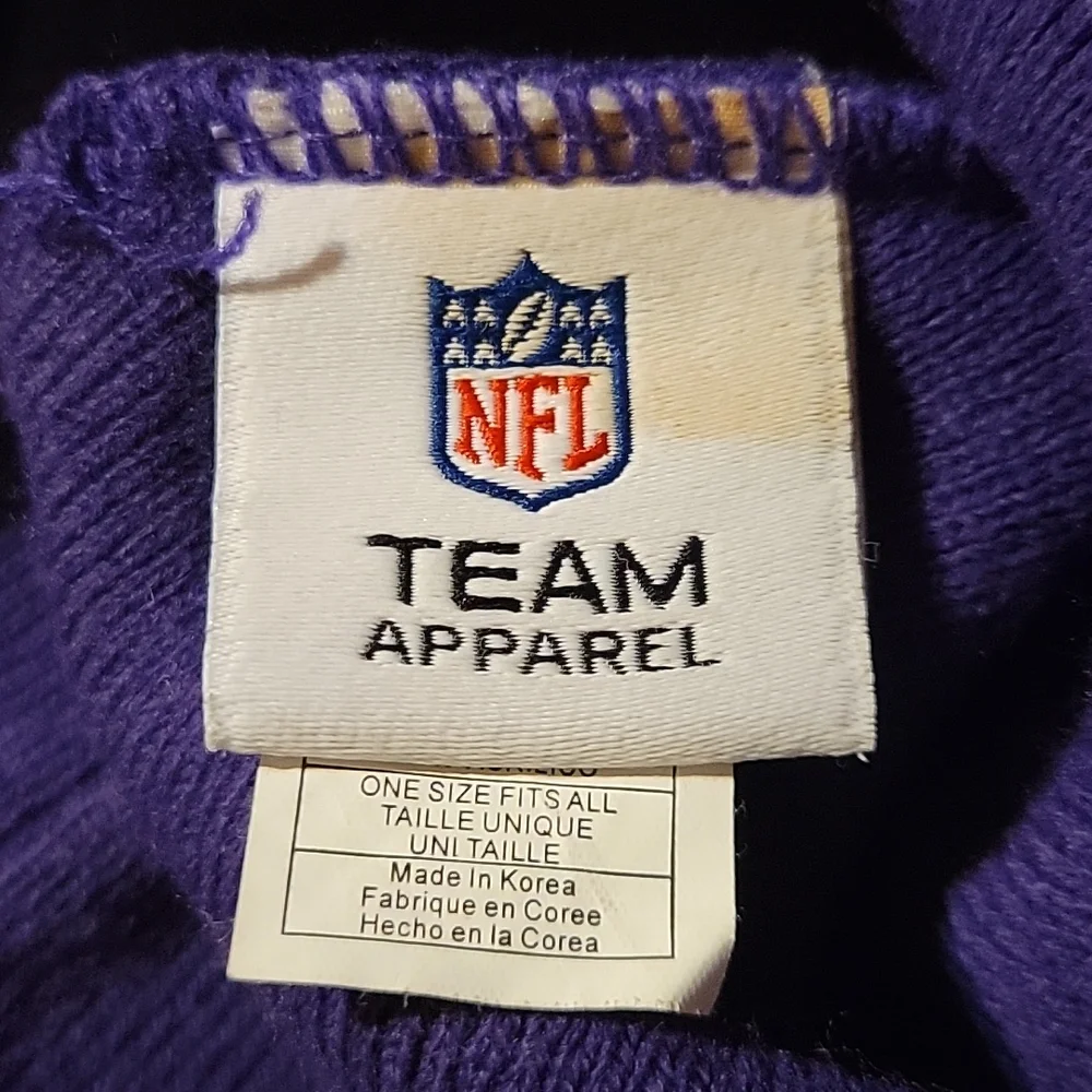 Vtg Vikings NFL Kid's Beanie Hat Cap Purple Gold Knit Embroidered